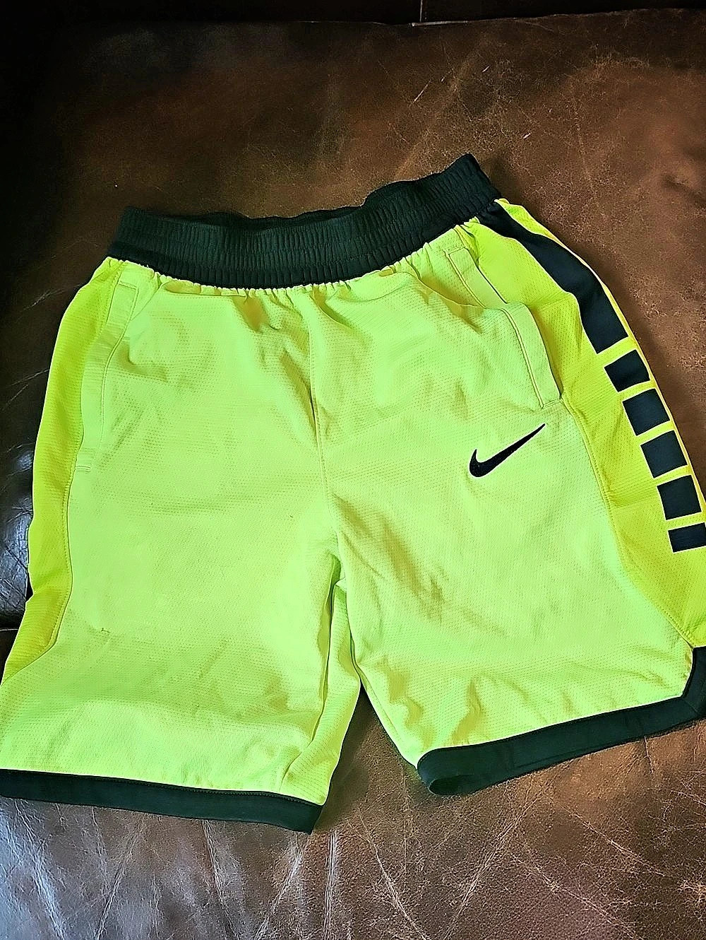 Nike Dri-FIT Athletic Shorts Neon Yellow & Black Size Boys Large
